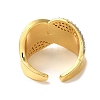 Rack Plating Brass Micro Pave Clear Cubic Zirconia Cuff Rings for Women RJEW-G325-13A-GP-3