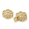 Rack Plating Flower Brass Micro Pave Clear Cubic Zirconia Fold Over Clasps KK-H512-05G-2