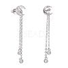 Brass Micro Pave Clear Cubic Zirconia Dangle Stud Earrings EJEW-K083-16P-4