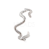 Non-Tarnish 304 Stainless Steel Textured Wavy Open Cuff Bangles for Women BJEW-C065-01P-1