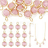 12Pcs Brass & Glass Imitation Cat Eye Round Charms PALLOY-TAC0237-04-1