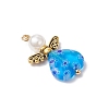 Handmade Millefiori Lampwork Beads and ABS Plastic Imitation Pearl Round Beads and Tibetan Style Alloy Fairy Wing Beads and 304 Stainless Steel Ball Head Pins Pendants PALLOY-JF03740-01-4