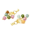 Natural Multicolor Tourmaline Faceted Cube & Natural Cultured Freshwater Pearl Tassel Pendants PALLOY-JF06000-2