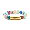 Acrylic Round Beaded Stretch Bracelet with Curved Tube for Women BJEW-JB07565-4