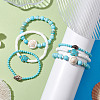 3Pcs 3 Styles Summer Beach Turtle Dyed Synthetic Turquoise & Shell Bead Bracelet Sets BJEW-JB10313-2