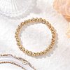 Electroplated Natural Lava Rock Round Beads Stretch Bracelets for Women Men BJEW-JB11982-02-1