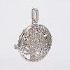 Filigree Flat Round Brass Cage Pendants LS-KK-K115-08P-NR-1