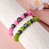 Green Yellow Natural Yellow Jade Round Beaded Stretch Bracelet BJEW-SW00077-06-4
