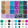 1360Pcs 8 Colors 3 Sizes Spray Painted Crackle Glass Beads CCG-PA0001-03-1