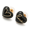 Heart & Word Love Enamel Asymmetrical Earrings EJEW-Z018-02B-2