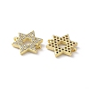 Rack Plating Brass Micro Pave Clear Cubic Zirconia Connector Charms KK-P245-03G-2