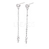 925 Sterling Silver Stud Earring Findings with Cubic Zirconia STER-T007-24P-3