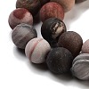 Frosted Natural Petrified Wood Round Bead Strands G-F266-07-8mm-01-2