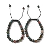 8mm Round Natural Indian Agate  Braided Bead Bracelets BJEW-C067-01B-27-1