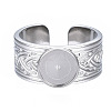 304 Stainless Steel Open Cuff Finger Ring Cabochon Settings STAS-T060-05-M-2