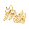 Rack Plating Brass Micro Pave Clear Cubic Zirconia Pendants KK-B093-01F-G-2