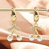 Cherry Brass Micro Pave Clear Cubic Zirconia & ABS Imitation Pearl Hoop Earrings EJEW-M077-01G-1