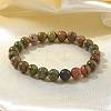 Natural Unakite Bead Stretch Bracelets X-BJEW-K212-B-006-8