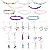 Natural Aquamarine & Amethyst & Quartz Crystal & Rose Quartz & Fluorite Chips Beads Bracelets & Earrings & Necklaces Sets SJEW-FS00008-1