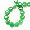 Flat Round Gemstone Dyed Natural Malaysia Jade Beads Strands G-S110-14mm-12-2