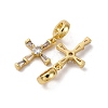 Brass Pave Clear Cubic Zirconia European Dangle Charms KK-P308-26G-2