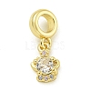 Rack Plating Brass Micro Pave Clear Cubic Zirconia European Dangle Pendants KK-Z067-31G-1