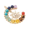 7 Chakra Round Mixed Stone Copper Wire Wrapped Moon Pendants PALLOY-TA00401-01-2