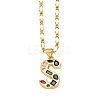 Brass Pave Colorful Cubic Zirconia Initial Pendant Necklaces FS-WG26597-19-1