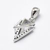 Anti-Tarnish Rhodium Plated 925 Sterling Silver Micro Pave Cubic Zirconia Pendant Bails X-STER-E053-33P-2