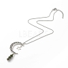 Natural Chinese Southern Jade Bullet with Alloy Moon and Star Pendant Necklace NJEW-JN03912-06-1