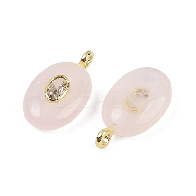 Natural Rose Quartz & Cubic Zirconia Pendants G-Z076-01G-10-1