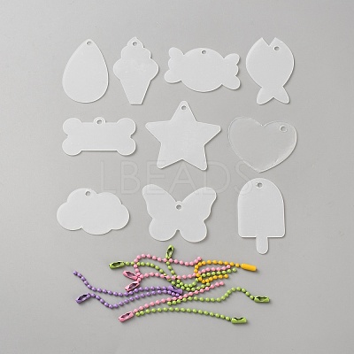 10Pcs Transparent Acrylic Blank Pendants DIY-CJC0006-37-1