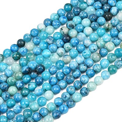 Natural Gemstone Hemimorphite Round Beads Strands G-L145-6mm-01-1