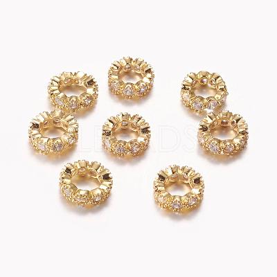 Brass Cubic Zirconia European Beads ZIRC-F001-109G-1