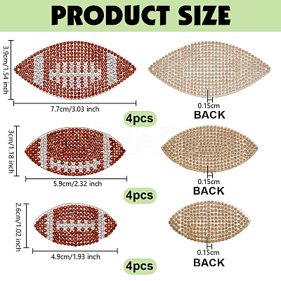 12Pcs 3 Styles Sports Theme Resin Rhinestone Iron on/Sew on Cloth Patches DIY-OC0015-19-1