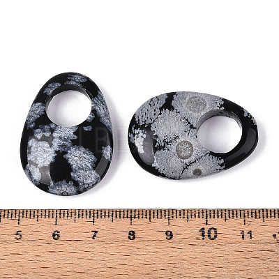 Natural Snowflake Obsidian Large Hole Pendants G-N348-06B-11-1