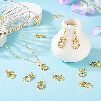 10Pcs Brass with Cubic Zirconia Pendants KK-TA0002-13-1