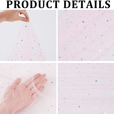 1M Sequins Polyester Organza Fabrics DIY-CY0003-41B-1