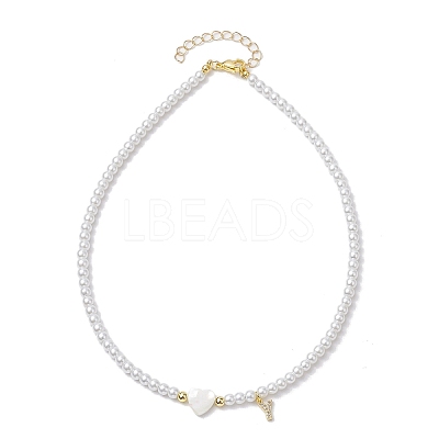 Brass Micro Pave Grade AAA Cubic Zirconia Letter Pendant Necklaces NJEW-JN04771-25-1