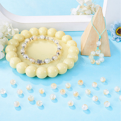 100Pcs Crackle Transparent Glass UV Reactive Beads GLAA-TA0004-28C-1