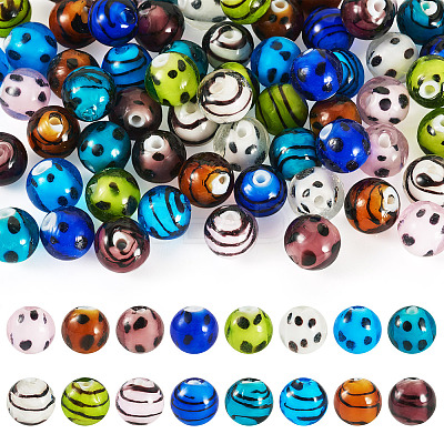 64Pcs 16 Styles Handmade Lampwork Beads LAMP-TA0001-59B-1