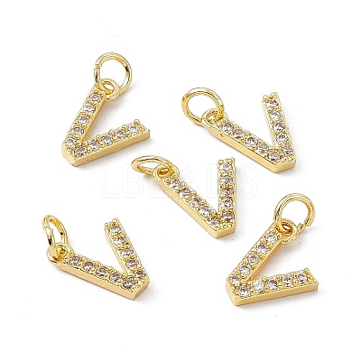 Real 18K Gold Plated Brass Micro Pave Clear Cubic Zirconia Charms KK-E068-VB452-V-1