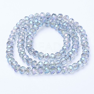 Electroplate Transparent Glass Beads Strands X-EGLA-A034-T6mm-Y05-1