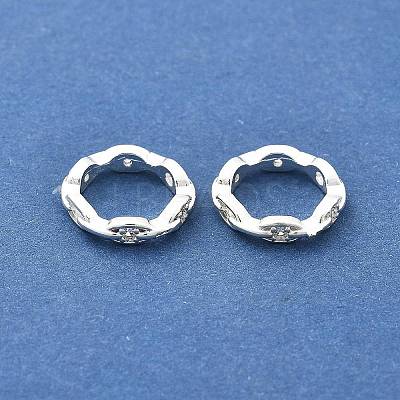 Brass Micro Pave Clear Cubic Zirconia Bead Frame KK-H495-03S-1