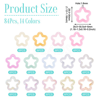 90Pcs 15 Colors Imitation Jelly Acrylic Pendants MACR-TA0002-49-1