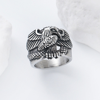 304 Stainless Steel Snake with Eagle Finger Rings for Men TH9949-4-1