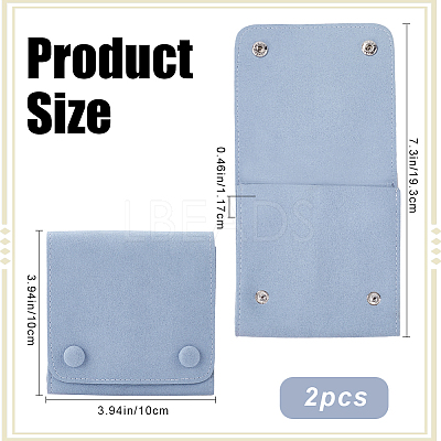2Pcs Microfiber Cloth Jewelry Storage Bags with Brass Button ABAG-BBC0001-17B-02-1