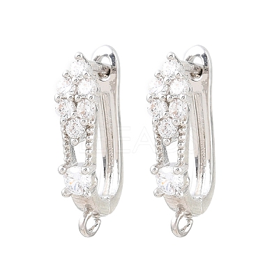Brass Micro Pave Cubic Zirconia Hoop Earring Findings CU-CBAB5B4-01P-1