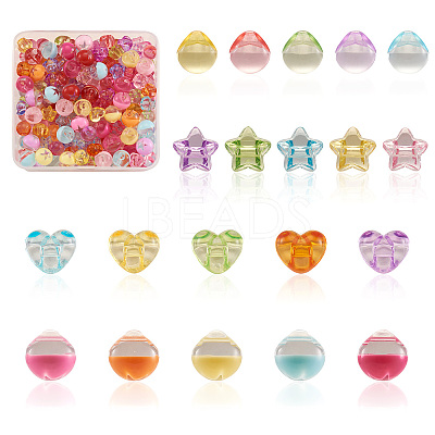 200Pcs 4 Style 1-Hole Transparent Acrylic Buttons TACR-PJ0001-04-1