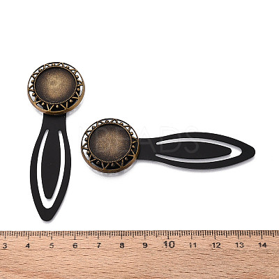 Alloy & Iron Bookmark Cabochon Settings PALLOY-N184-05AB-1